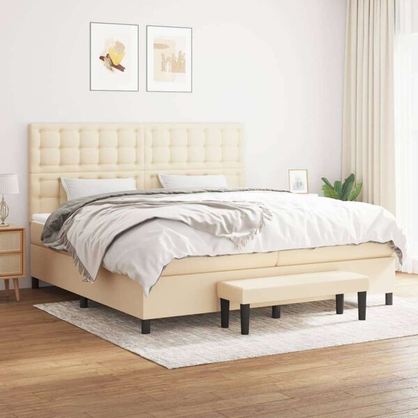 VidaXL krémszínű szövet rugós ágy matraccal 200 x 200 cm