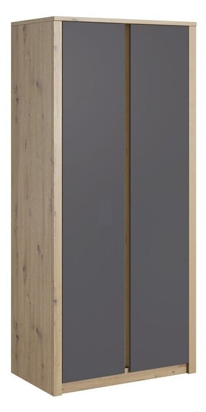 Szekrény Parma C114, Artisan tölgy, Szürke, 196x90x53cm, Szekrényajtók: Pántos