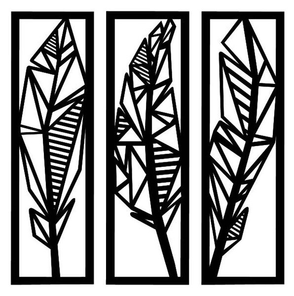 Modern háromrészes festmény banánlevelekről - MUSACEAE