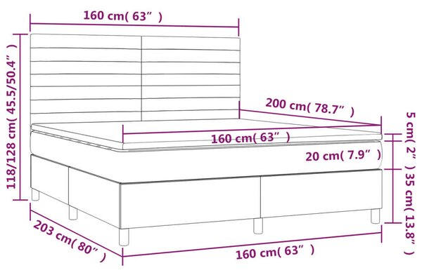 VidaXL Krémszínű Ágy Matraccal - 160x200 cm