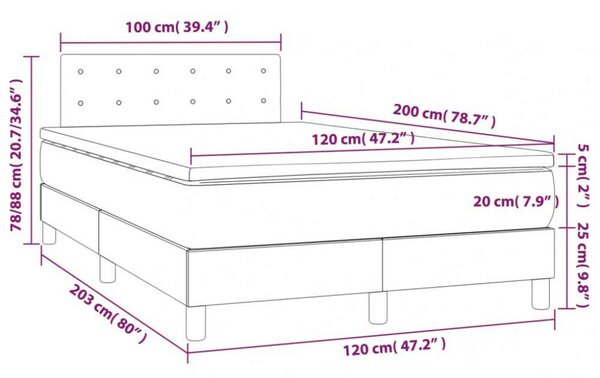 VidaXL fekete műbőr rugós ágy matraccal 120 x 200 cm