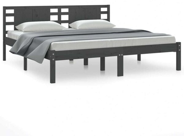 VidaXL Szürke Tömör Fenyőfa Ágykeret - 200x200 cm