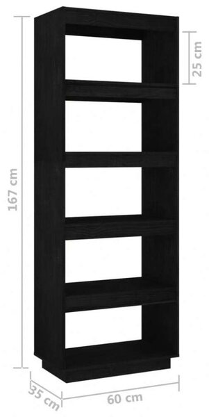VidaXL Fekete Könyvespolc/Térelválasztó - 60x35x167 cm