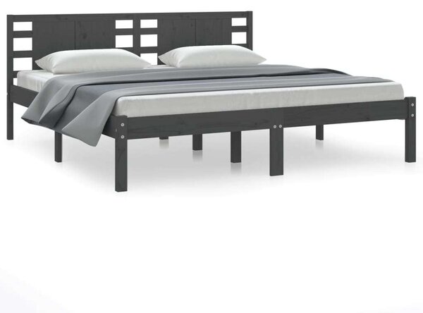 VidaXL Szürke Tömör Fenyőfa Ágykeret - 200x200 cm