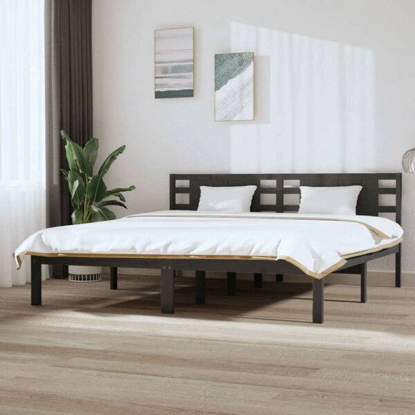 VidaXL Szürke Tömör Fenyőfa Ágykeret - 200x200 cm