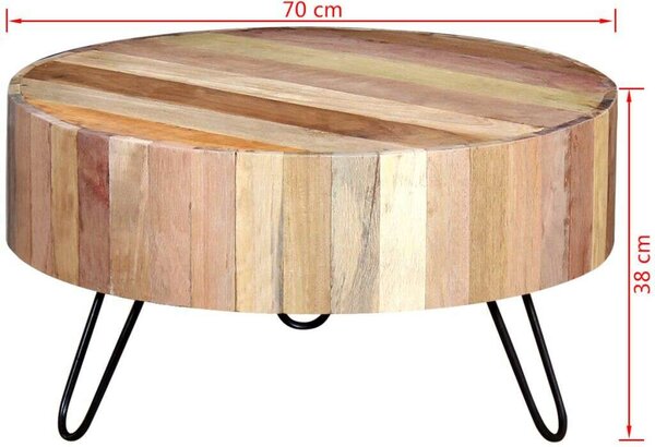 VidaXL - Rusztikus Dohányzóasztal - Újrahasznosított Fa - 70cm