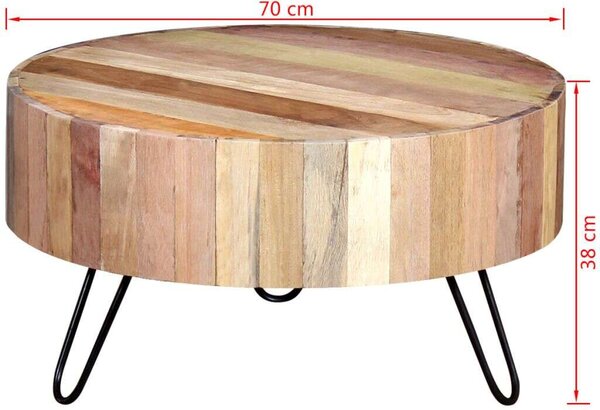 VidaXL - Rusztikus Dohányzóasztal - Újrahasznosított Fa - 70cm