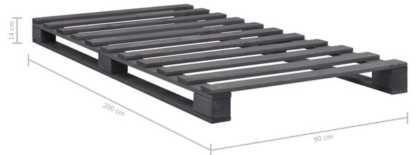 VidaXL Raklapágy - 90x200 cm - Szürke