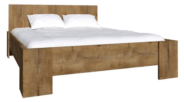 MONTANA franciaágy + ágyrács, + matrac, 160x200 cm, sötét lefkas tölgy