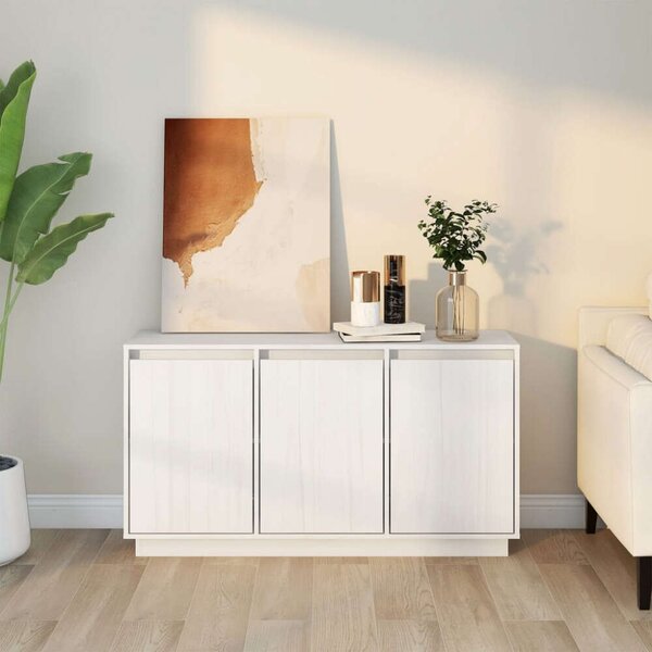 VidaXL Fehér Tömörfa Tálalószekrény - 111x34x60 cm