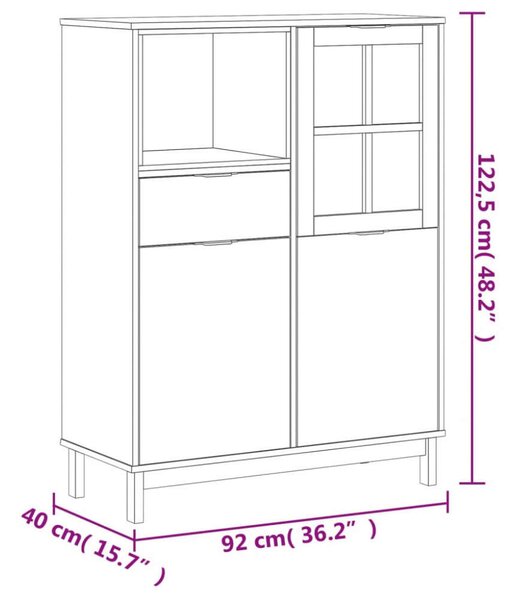 FLAM tömör fenyőfa magasszekrény 92 x 40 x 122,5 cm