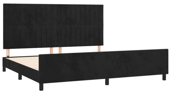 VidaXL fekete bársony ágykeret fejtámlával 200 x 200 cm
