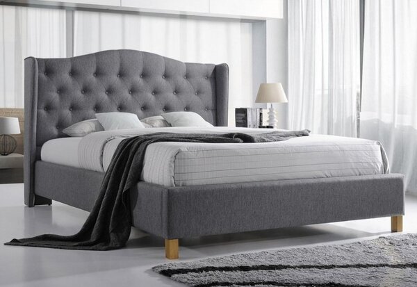 ASPEN kárpitozott ágy, 140x200, szürke