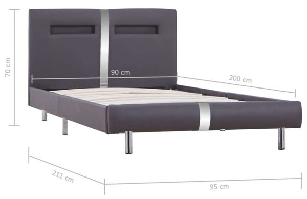 VidaXL LED-es Ágykeret - Műbőr - 90x200 cm