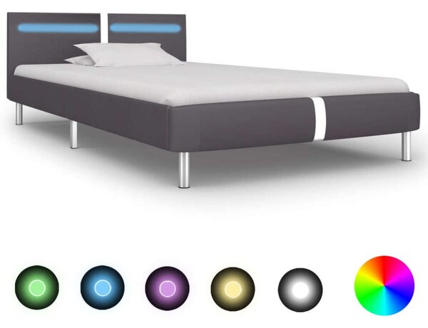 VidaXL LED-es Ágykeret - Műbőr - 90x200 cm