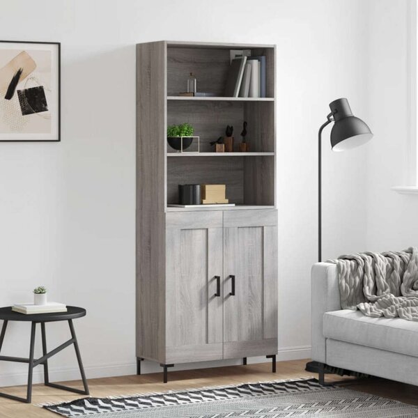 VidaXL Sonoma Szürke Fa Magasszekrény - 69,5x34x180 cm