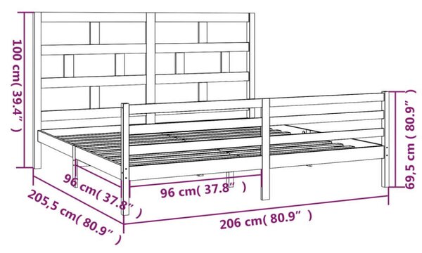 VidaXL Fehér Fenyőfa Ágykeret - 200x200 cm