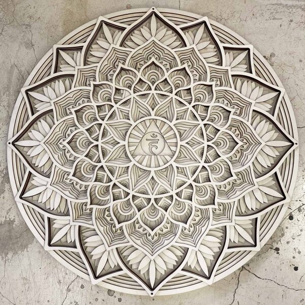 Nagyméretű 3D-s fa falfestmény I. Kommunikáció mandala