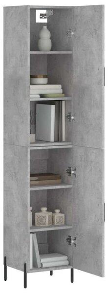 Modern Magas Szekrény - Beton Szürke - 34,5x34x180 cm