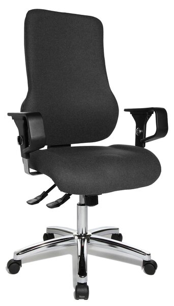 Topstar Sitness 55 szinkronmechanikás irodai szék, állítható magasságú karfával, sötétszürke