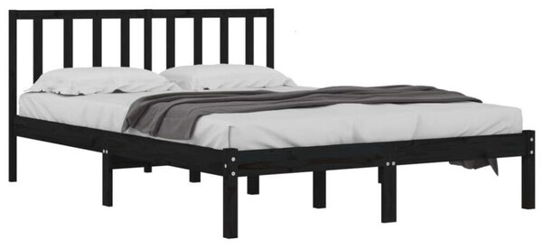 VidaXL fekete tömör fenyőfa ágykeret 140x190 cm