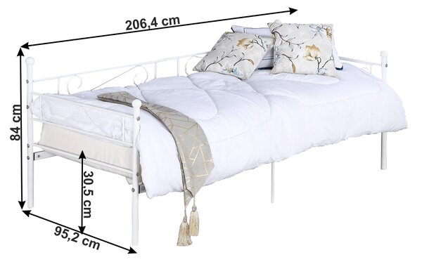 Egyszemélyes ágy 90 cm Rossa (ágyráccsal) (fehér)