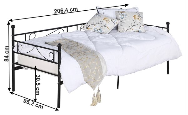 Egyszemélyes ágy 90 cm Rossa (ágyráccsal) (fekete)
