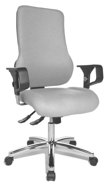 Topstar Sitness 55 szinkronmechanikás irodai szék, állítható magasságú karfával, világosszürke