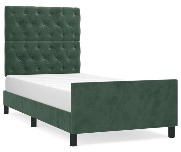 VidaXL sötétzöld bársony ágykeret fejtámlával 80 x 200 cm
