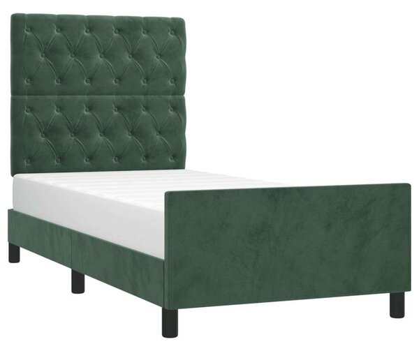 VidaXL sötétzöld bársony ágykeret fejtámlával 80 x 200 cm