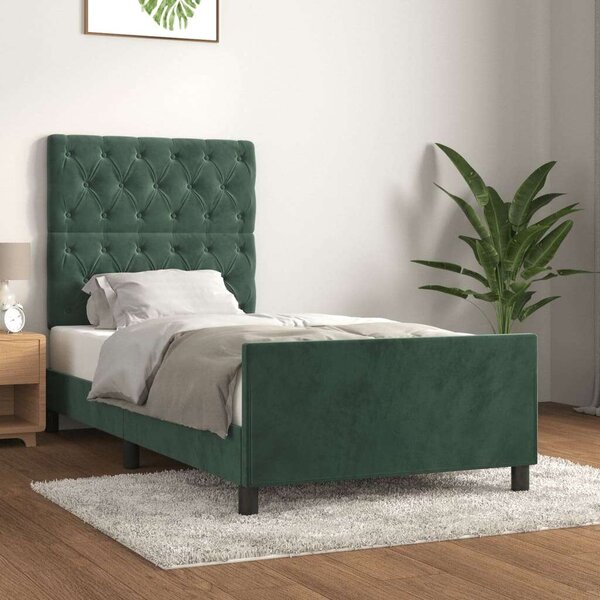 VidaXL sötétzöld bársony ágykeret fejtámlával 80 x 200 cm