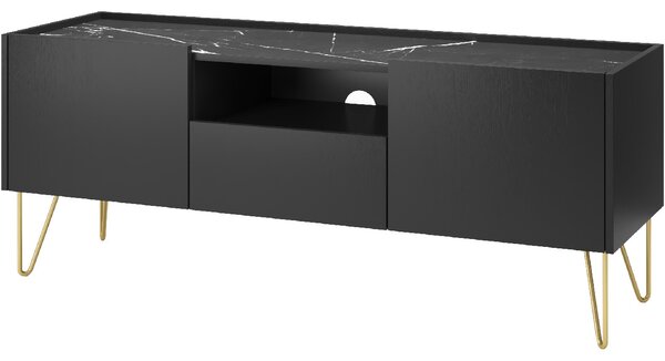 BUTORLINE TV szekrény HARMONY 01 fekete / fekete márvány