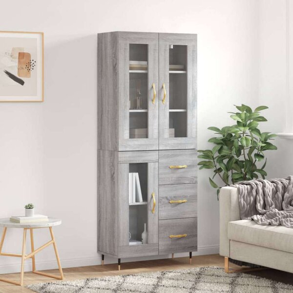 VIDAXL Sonoma Szürke Magasszekrény - 69,5x34x180 cm