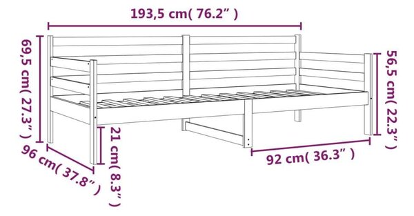 VidaXL tömör fenyőfa kanapéágy matrac nélkül 90 x 190 cm