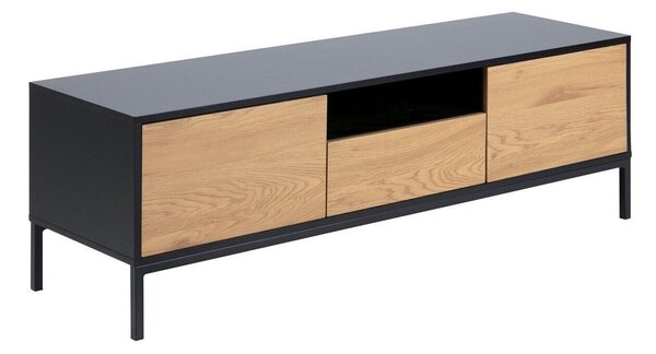 TV-állvány Norsica Sevferi 122, Közepes sűrűségű farostlemez, 45x140x40cm, Fekete, Vad tölgy