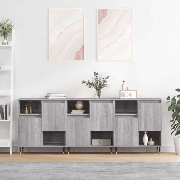 VidaXL Sonoma Szürke Modern Tálalószekrény - 3 részes
