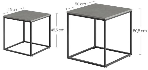 2 db QUADRO dohányzóasztal készlet, szürke