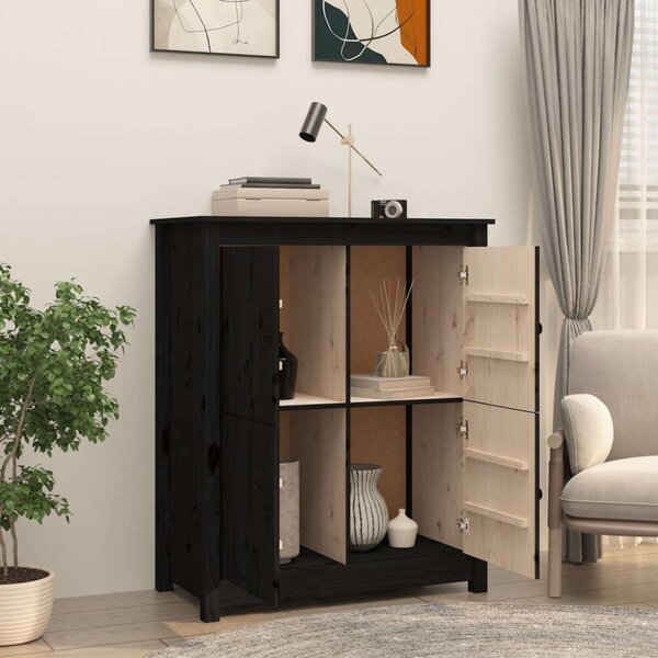 VidaXL Fekete Fenyőfa Tálalószekrény - 83x41,5x100 cm