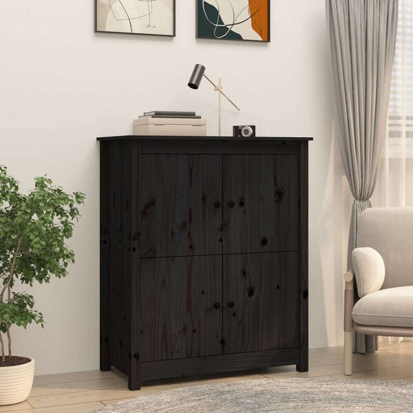 VidaXL Fekete Fenyőfa Tálalószekrény - 83x41,5x100 cm