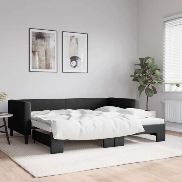 VidaXL fekete kihúzható szövet heverő 90 x 190 cm