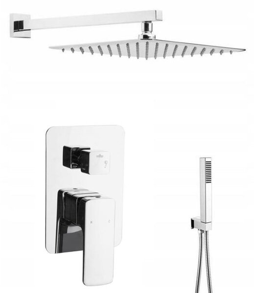 Zen6 zuhanyszett beépíthető fali keverőcsappal és esőztető zuhanyfejjel króm, beépíthető