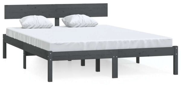VidaXL Szürke Fenyőfa Ágykeret - 200x200 cm