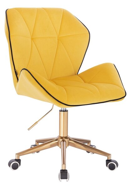 HR212K Sárga modern velúr szék arany lábbal