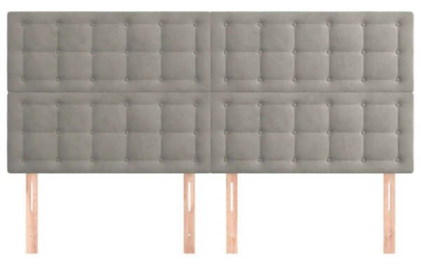 VidaXL 4 db világosszürke bársony fejtámla 80 x 5 x 78/88 cm