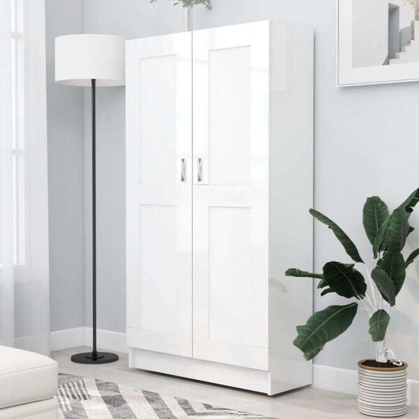 VidaXL Könyvszekrény - Fehér Magasfényű - 82,5x30,5x150 cm