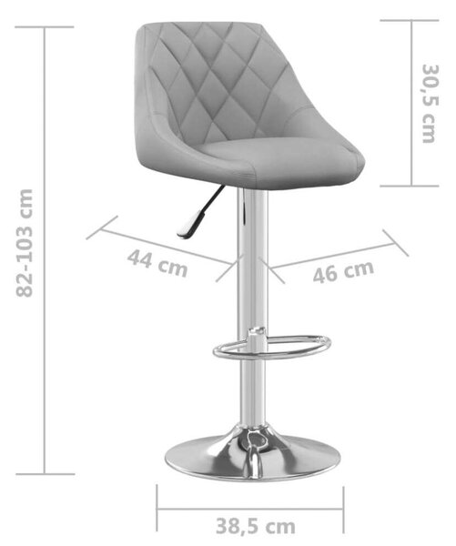 VidaXL Bársonybárszék - 2 db - Világosszürke