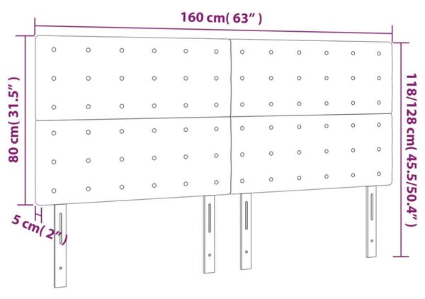 VidaXL 4 db világosszürke bársony fejtámla 80 x 5 x 78/88 cm