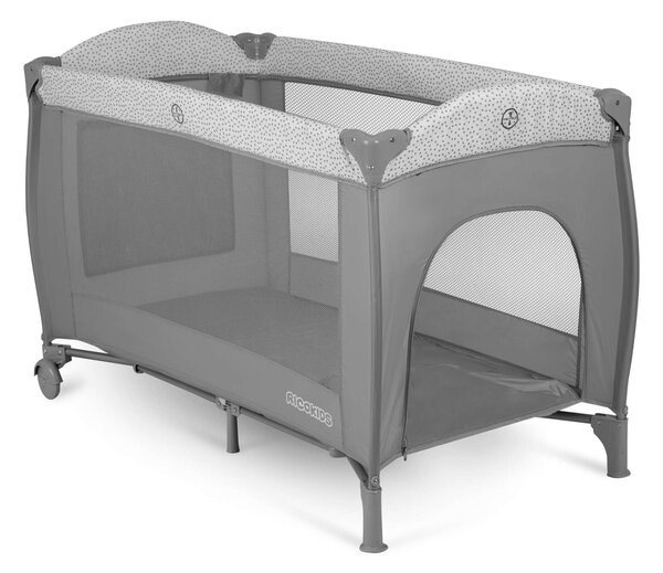 Ricokids állítható fekvőmagasságú prémium Utazóágy kiegészítőkkel és kupolával, 125x78x65, 15kg - Szürke