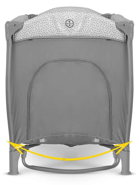 Ricokids állítható fekvőmagasságú prémium Utazóágy kiegészítőkkel és kupolával, 125x78x65, 15kg - Szürke
