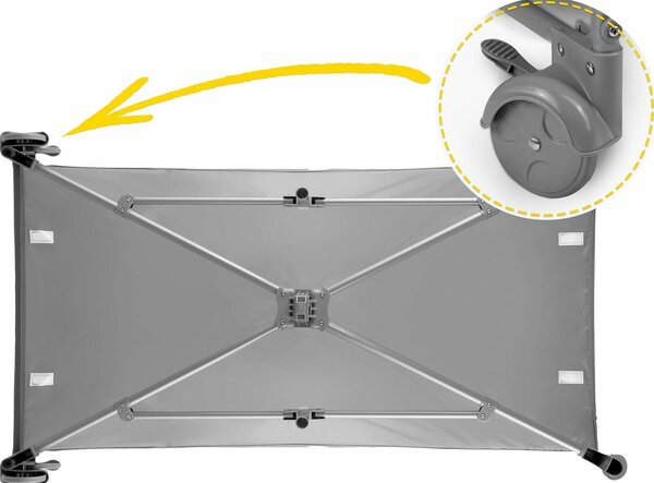 Ricokids állítható fekvőmagasságú prémium Utazóágy kiegészítőkkel és kupolával, 125x78x65, 15kg - Szürke